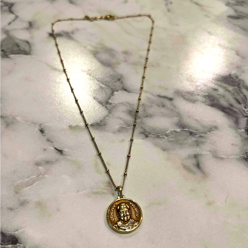 Awe Inspired Ruth Bader Ginsburg Necklace with Saturn Chain